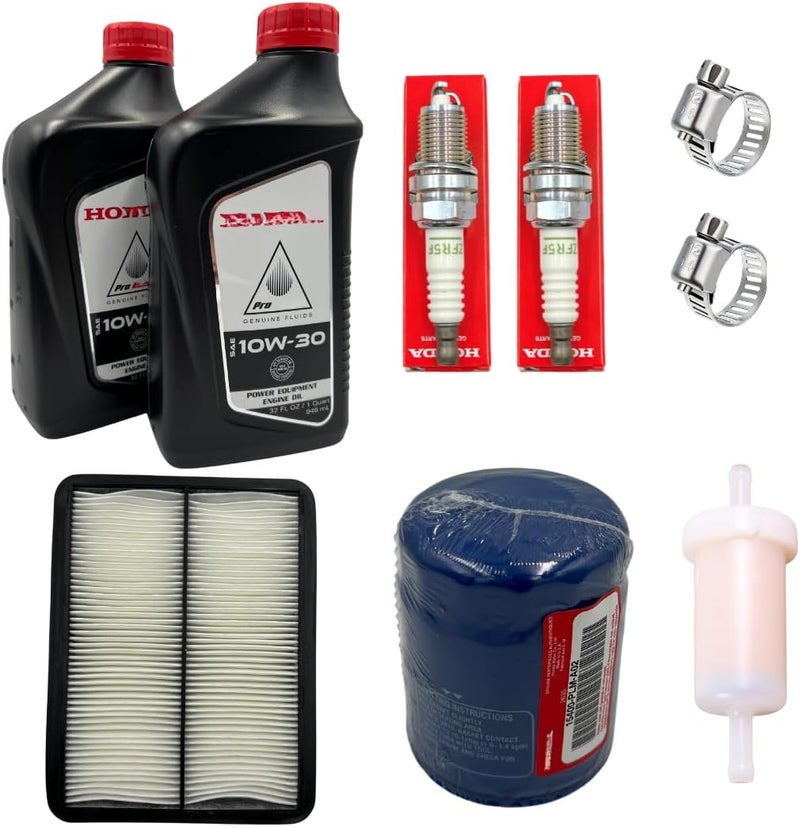 KINDZA GENUINE TUNE UP KIT FOR GXV630 GXV660 GXV690 2 PK GENUINE OIL [10W30] W/ GENUINE [15400-PLM-402] OIL FILTER AND AIR FILTERS REPLACE [17210-Z6M-010][17210-Z6M-000] 2 PK ORIG. SPARK PLUGS & FUEL FILTER - Image 1